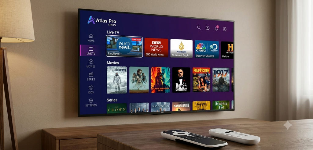 ATLAS PRO ONTV France : chaînes en direct, films et séries en HD et 4K sur Smart TV